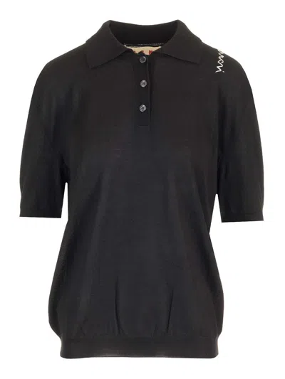 Marni Knitted Polo Shirt In Blue