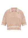 Marni Knitwear Polo With Distressed Button Detailing In Brown