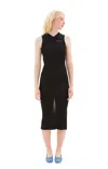 Marni Embroidered Ribbed-knit Midi Dress In 00n99 Black