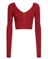 Marni Ribbed V-neck Sweater In Red