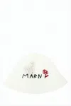 Marni Knitted Wide-brimmed Hat With Embroidered Floral Detail In White