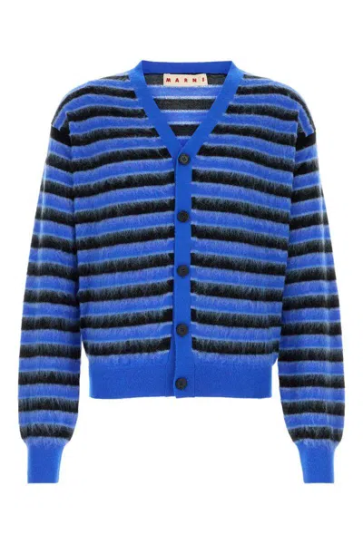 MARNI MARNI BLUE AND BLACK WOOL KNITWEAR