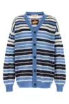 Marni Logo-embroidered Striped Mohair-blend Cardigan