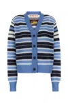 Marni Blue Mohair Wool Blend Cardigan In Blue