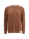 Marni Cable Knit Long Sleeve Sweater In Brown