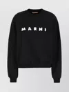 Marni Relaxed Fit Black Sweatshirt With Textured Logo In Black