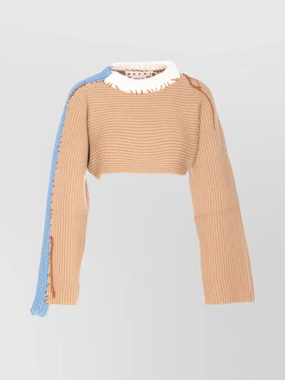 Marni Knitwear Crewneck Cropped Sweater Long Sleeves