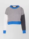 Marni Cropped Color-block Sweater With Round Neckline In Gray