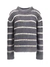 Marni Striped Wool Mohair Sweater In Gray