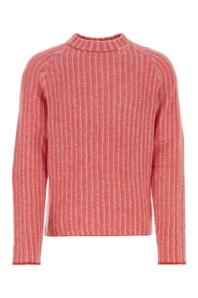 Marni Embroidered Wool Blend Sweater In Pink