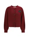 Marni Cashmere Cardigan With Patch In Burgundy