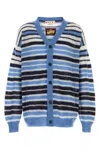 Marni Logo-embroidered Striped Mohair-blend Cardigan In Stripped