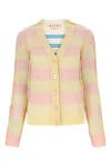 Marni Women's Embroidered Mohair Blend And Wool Blend Cardigan In Stripped