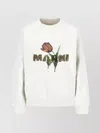 Marni Knitwear With Floral Print And Ribbed Finish In White