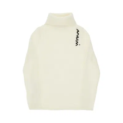 Marni L-blend Sweater With Embroidered Logo Kids In White