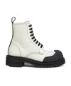 Marni Leather Combat Boots With Contrasting Seams In White
