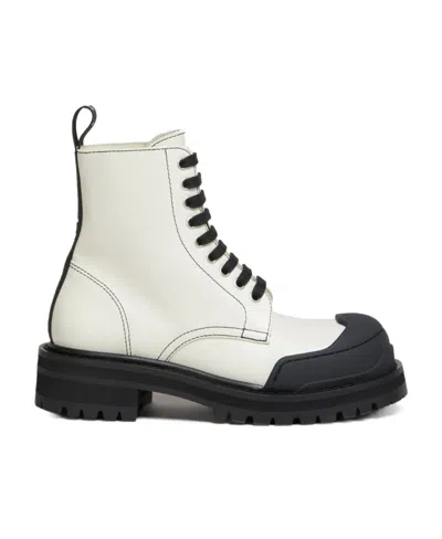 Marni Lace-up Ankle Boots In White
