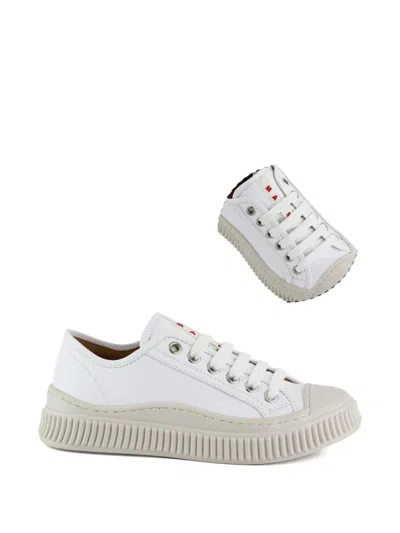 Marni Lace-up Ridged-sole Sneakers In White