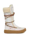 Marni Lace-up Shearling Boots In White