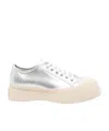 Marni Low-top Metallic Finish Sneakers With Rubber Sole In Silver