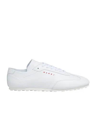 MARNI WHITE NAPPA LEATHER SOFTY SOCCER SNEAKER