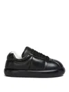 Marni Padded Leather Sneakers With Flat Rubber Sole In Black