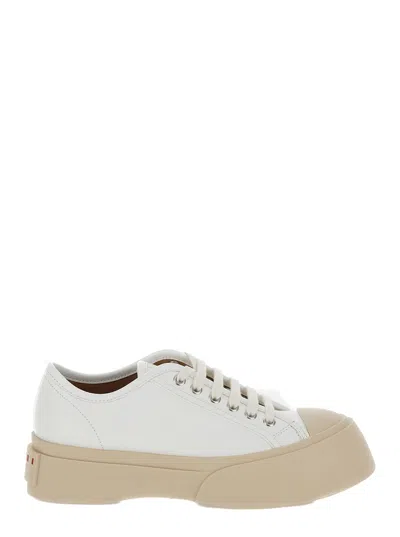 Marni Pablo Leather Lace-up Sneakers In White