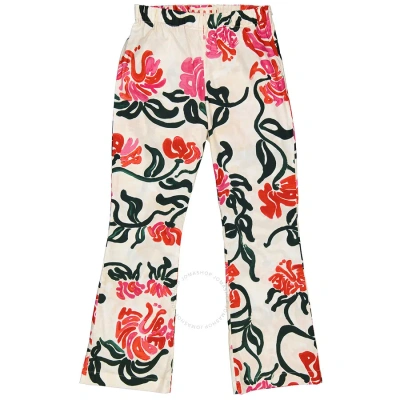 Marni Ladies Floral-print Bootcut Trousers In Multi