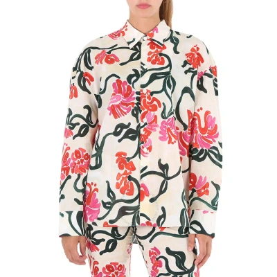 Marni Ladies Floral-print Long-sleeve Shirt In N/a