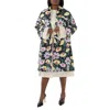 Marni Ladies Floral-print Oversized Coat In Black