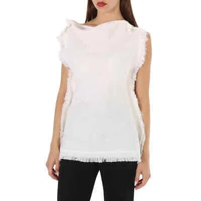 Pre-owned Marni Ladies Fringed Sleeveless Blouse In White