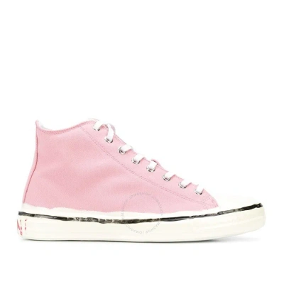 Marni Ladies Pink Cotton Canvas High-top Sneakers