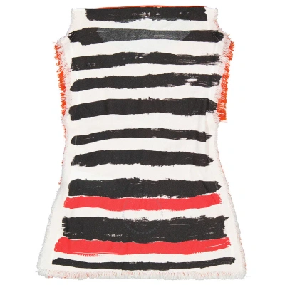 Marni Ladies Stripe-print Sleeveless Top In Orange/white/black