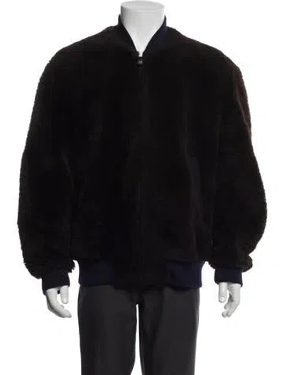 Pre-owned Marni Lamb Fur Bomber Jacket In Black