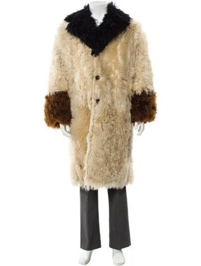 Pre-owned Marni Lamb Fur Colorblock Pattern Parka W/ Tags In Neutral