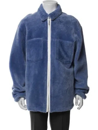 Pre-owned Marni Lamb Fur Denim Jacket In Blue