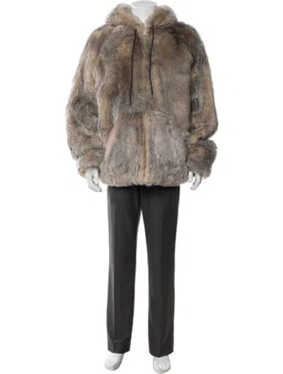 Pre-owned Marni Lamb Fur Jacket W/ Tags In Brown/grey