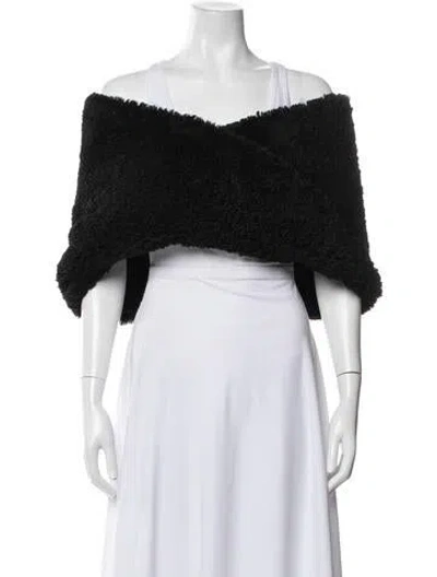 Pre-owned Marni Lamb Fur Shawl In Black