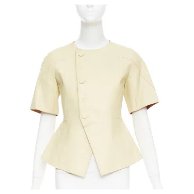 Pre-owned Marni Lamb Leather Asymmetrical Jacket It38 In Sand