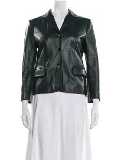 Pre-owned Marni Lamb Leather Blazer In Green