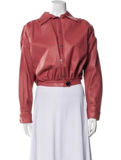 Pre-owned Marni Lamb Leather Bomber Jacket In Pink