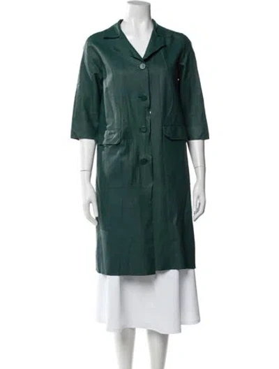 Pre-owned Marni Lamb Leather Coat In Green