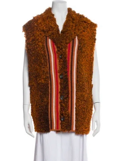 Pre-owned Marni Lamb Leather Colorblock Pattern Vest In Orange