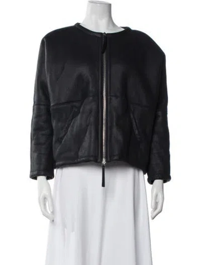 Pre-owned Marni Lamb Leather Jacket In Blue