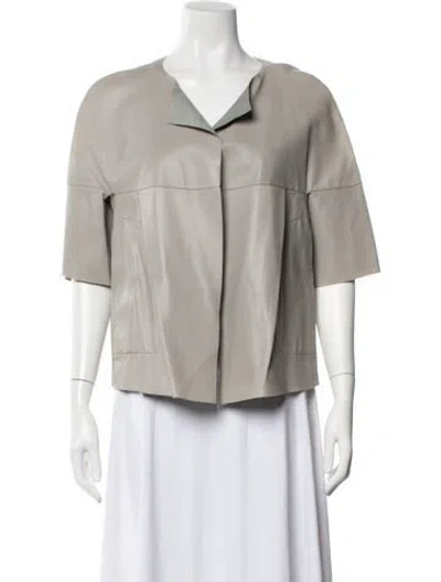 Pre-owned Marni Lamb Leather Jacket In Grey