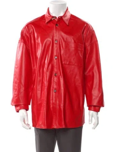 Pre-owned Marni Lamb Leather Long Sleeve Shirt W/ Tags In Red