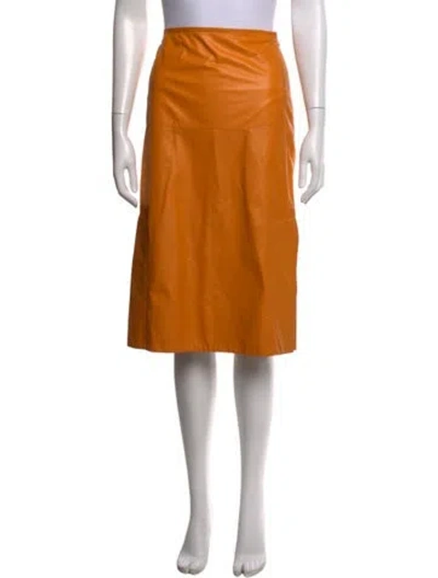 Pre-owned Marni Lamb Leather Midi Length Skirt In Neutrals
