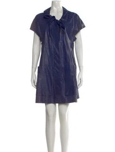Pre-owned Marni Lamb Leather Mini Dress In Blue