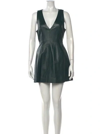 Pre-owned Marni Lamb Leather Mini Dress In Green