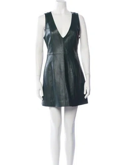 Pre-owned Marni Lamb Leather Mini Dress In Green